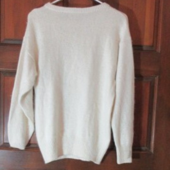 FANCY CREAM SWEATER SEQUINS BEADS Small UNO & UNA - Picture 4 of 4